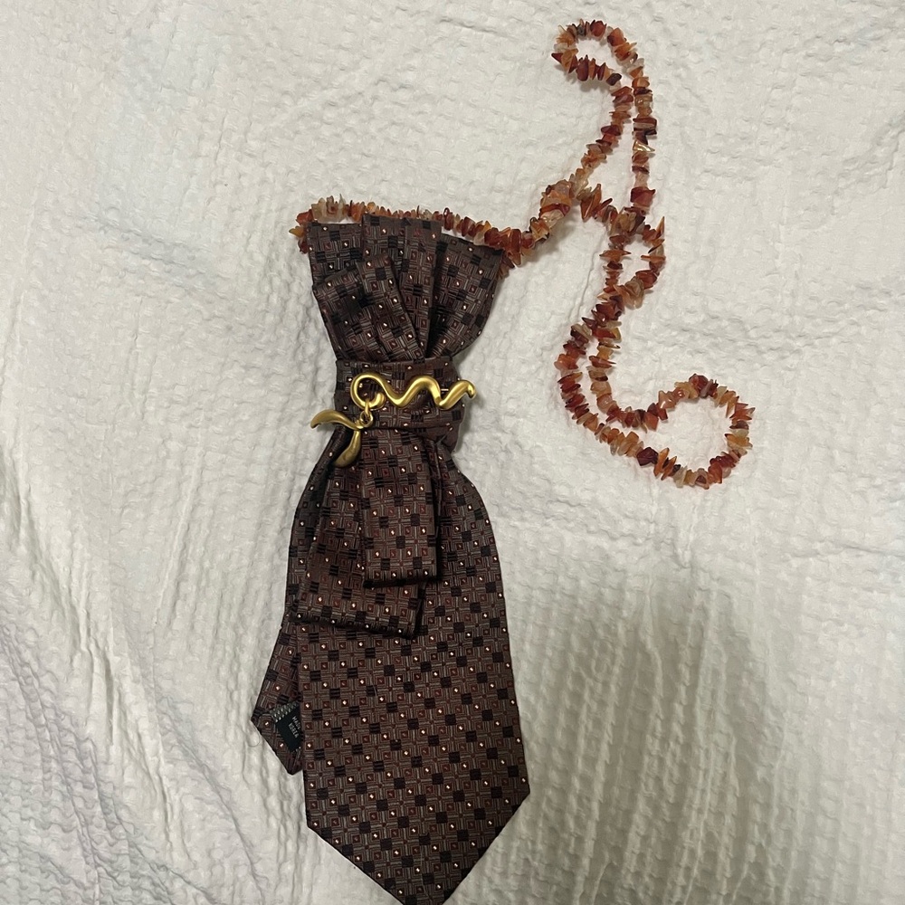 Brown Textured Mini Tie Accessory